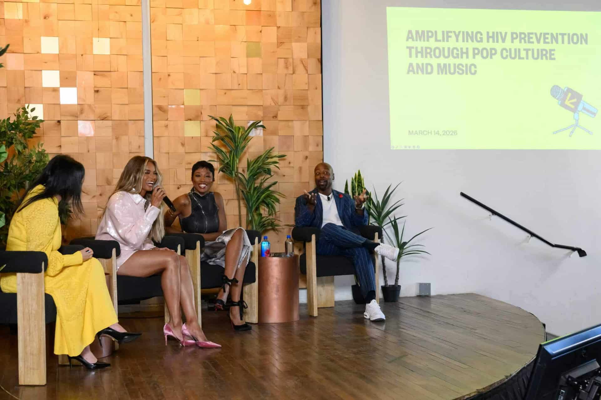 AUSTIN, TEXAS &ndash; MARCH 14: Grammy-winning cultural icon and global superstar Ciara, noted HIV advocate Dr. Leo Moore, and famed media personality Loren LoRosa speak(s) at the Amplifying HIV Prevention Through Pop Culture and Music panel at SXSW on March 14, 2026 in Austin, Texas. Presented by Gilead Sciences, the panel discussion puts HIV prevention center stage and explores how music and culture can drive awareness, break stigma, and inspire open conversations about HIV prevention. (Photo by Daniel Boczarski/Getty Images for Gilead Sciences)